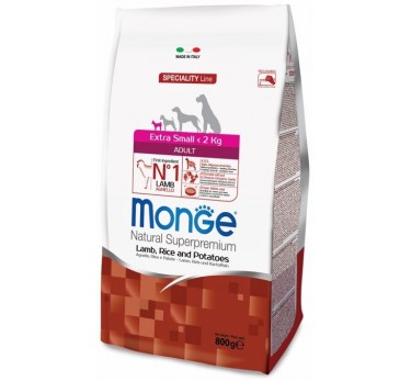 Monge Dog Speciality Extra Small корм для взрослых собак миниатюрных пород ягненок с рисом и картофелем 800г